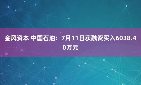 金风资本 中国石油：7月11日获融资买入6038.40万元